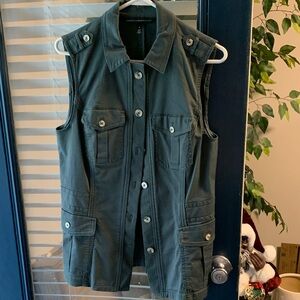 White House Black Market Dark Olive Utility Vest